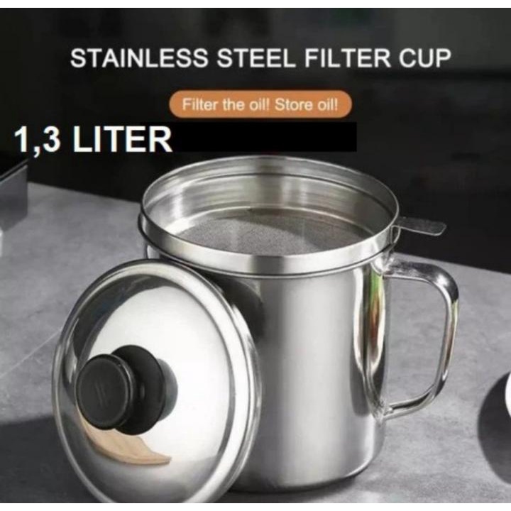 MUG SARINGAN MINYAK / OIL POT / TEMPAT SARINGAN STAINLESS 1.3L Oil pot saringan minyak / Oil pot stainless steel / Oil pot minyak / Oil pot putih / PENYARING MINYAK OIL POT 1.3L LITER SARINGAN Limited - TERMURAH