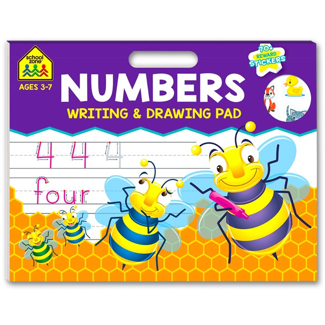

School Zone Writing and Drawing Pad: Numbers Over 70+ Reward Stickers (Ages 3-7)