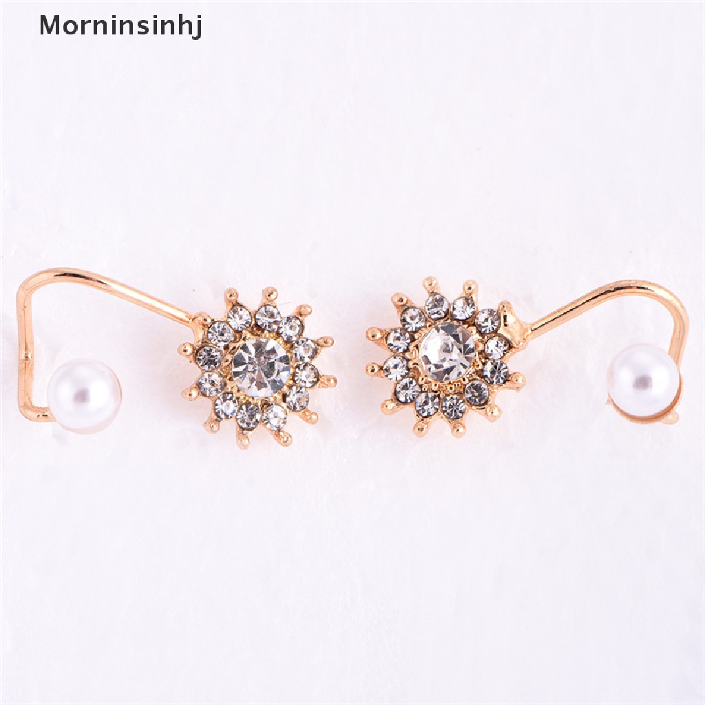 Mornin 1pasang Mutiara Berlian Imitasi Ear Stud Earrings Kristal Telinga Klip Perhiasan Lady Elegan id