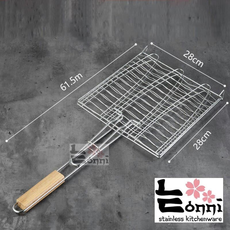 Panggangan Ikan Stainless Penjepit Panggang Daging Bbq Alat Bakar Daging