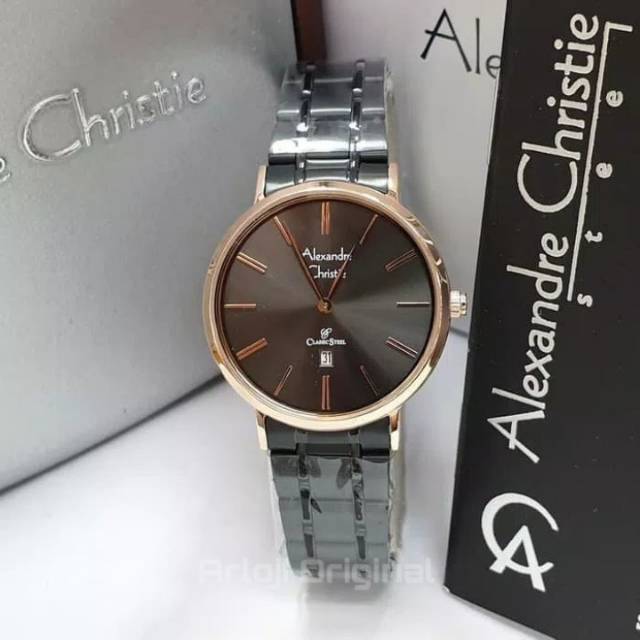 JAM TANGAN WANITA ALEXANDRE CHRISTIE AC 8597 ROSEGOLD BLACK WANITA. JAM ALEXANDRE CHRISTIE ORIGINAL