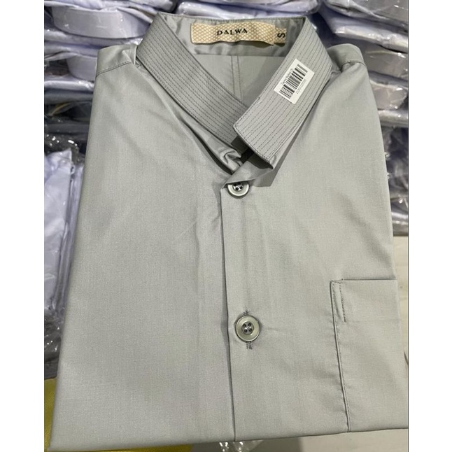 BAJU KOKO HAIBAH  DALWA  Lengan Panjang | Koko Dalwa Original | Ready XXL & XXXL-Abu Muda