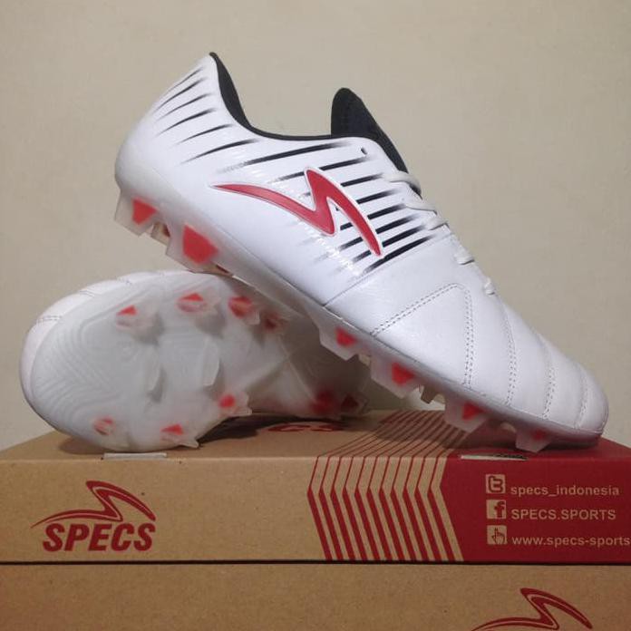 Bhanu Sepatu Bola Specs Barricada Lea 19 FG White Red 100855 Original BNIB