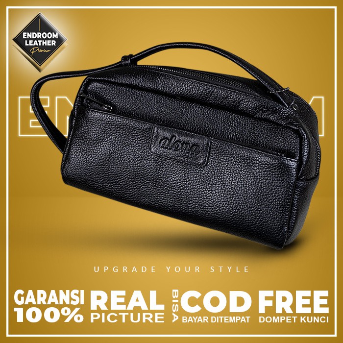 Tas Tangan Kulit Wanita Asli Pouch Bag Kosmetik Make Up HP Cewek Kulit Sapi Asli Premium Original B2