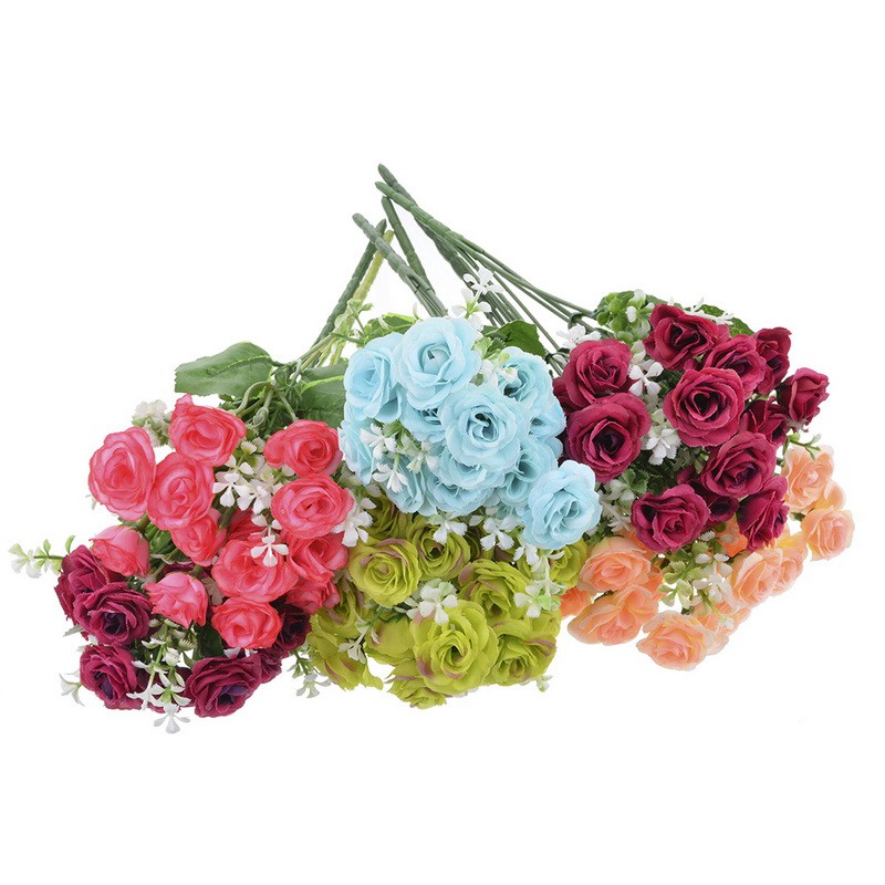 COD1 Buket 5 Tangkai  15 Bunga  Satin Kepala Bunga  Mawar 