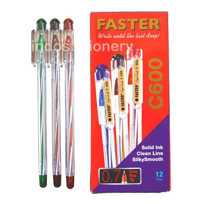 

Pulpen Faster Tipe C600 Ballpoint Pen Extra Fine Model C 600 Bolpen