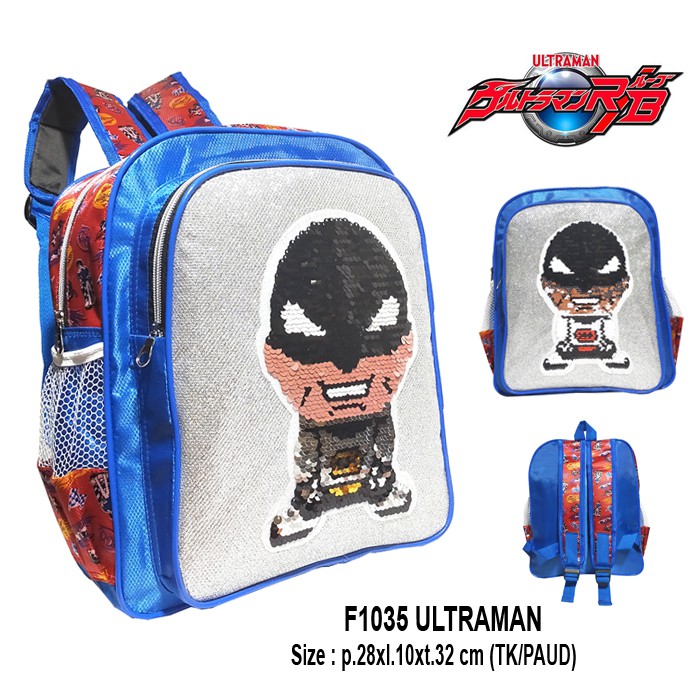 Tas Ransel Sequin / Usap Anak Laki-laki Sekolah TK / PAUD Karakter ULTRAMAN