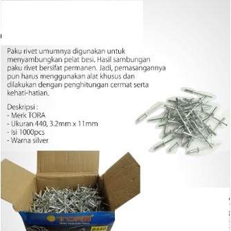 MURAH DAN HEMAT!!! Paku Rivet isi 1000pcs Rivet Rivetti BLIND RIVET/SIP BLAND 435 440 540 550 640 675 ukuran 3.2mm 4mm 4.8mm