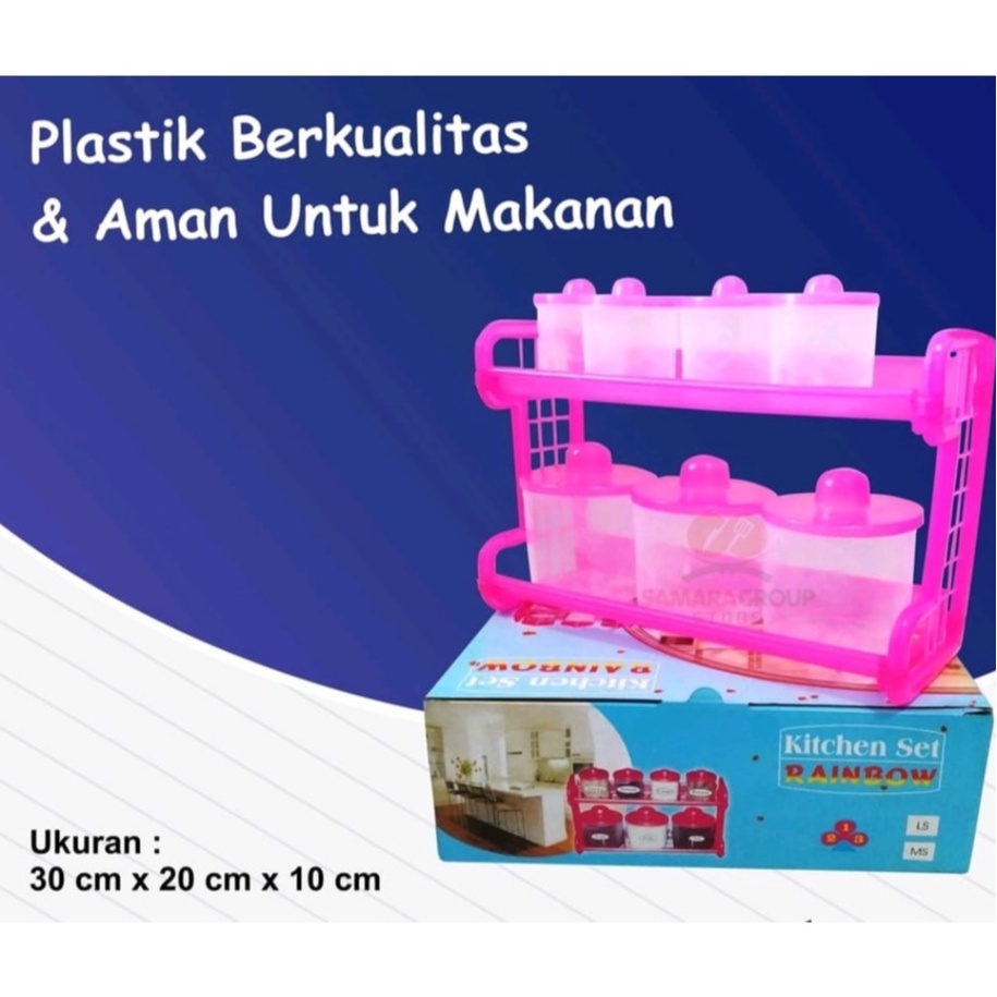 KITCHEN SET MONICA 7 IN 1 / TEMPAT BUMBU DAPUR 1 BOX ISI 7 PCS FREE PACKING BOX FBL