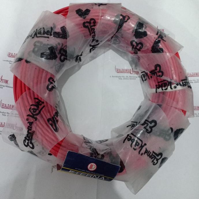 kabel NYA 1.5mm 50m merk eterna warna merah kabel tunggal engkel kawat