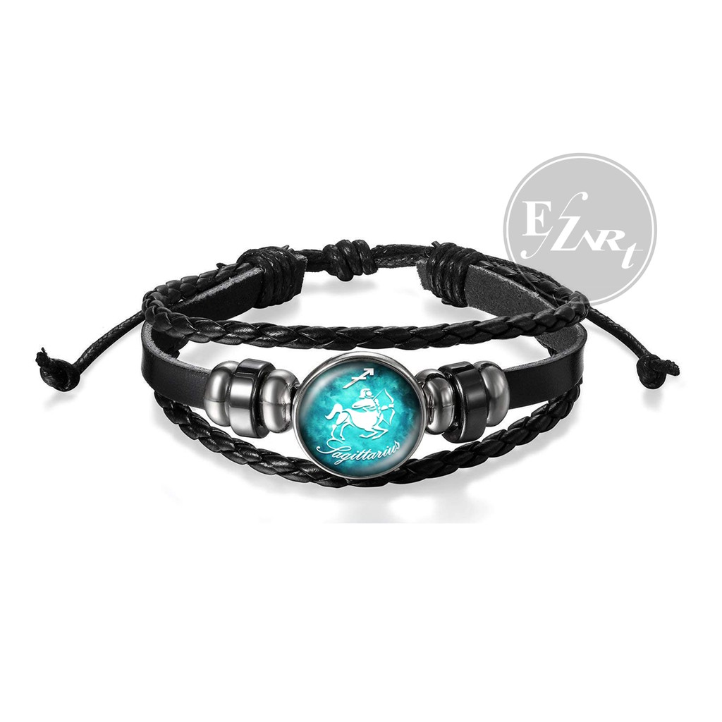 GELANG ZODIAK MODEL TERBARU 12 SIMBOL ZODIAC HOROSCOPE BAHAN KULIT MULTILAYER