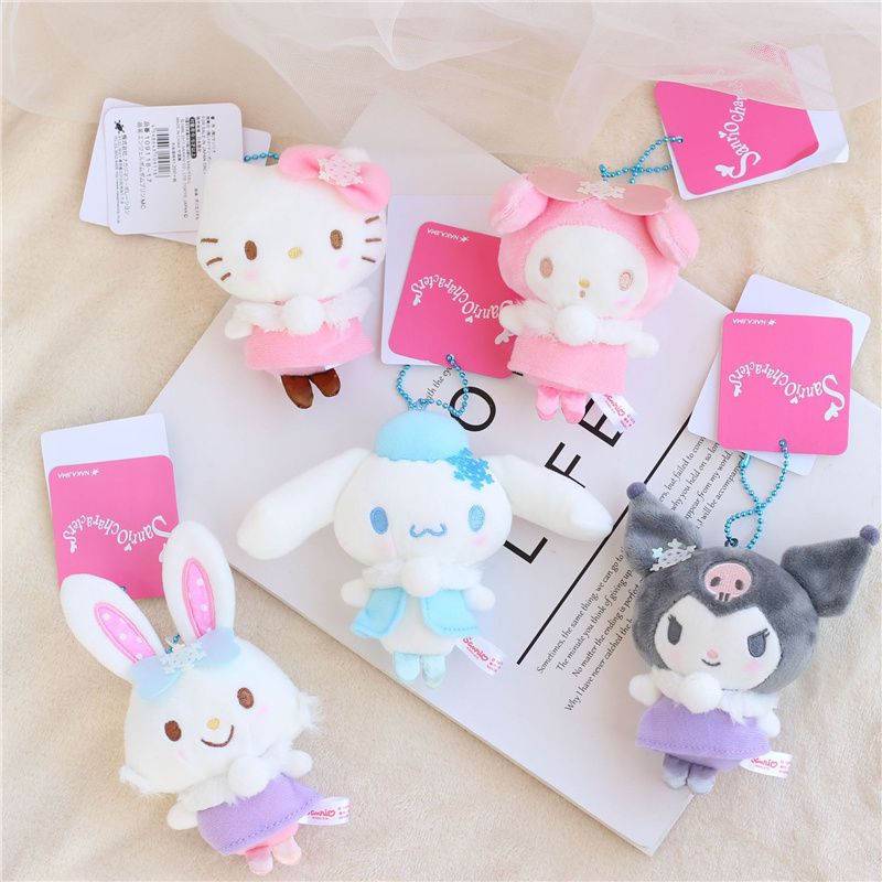 Cartoon Cute Kuromi My Melody KT Plush Pendant Cinnamoroll Stuffed Doll Keychain