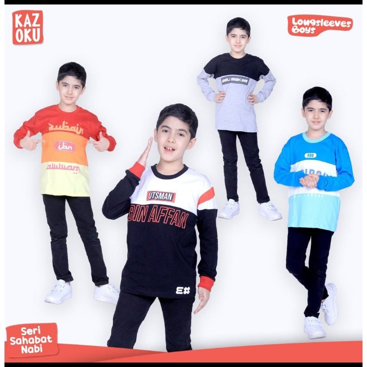 Kaos Anak Laki laki seri muslim Kazoku Kaos muslim seri sahabat nabi 5 6 7 8 9 10 11 12 tahun