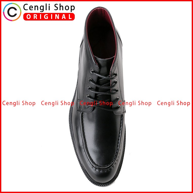 SEPATU BOOT KULIT OBERMAIN PRIA ORIGINAL FORMAL BRANDED HITAM OM07