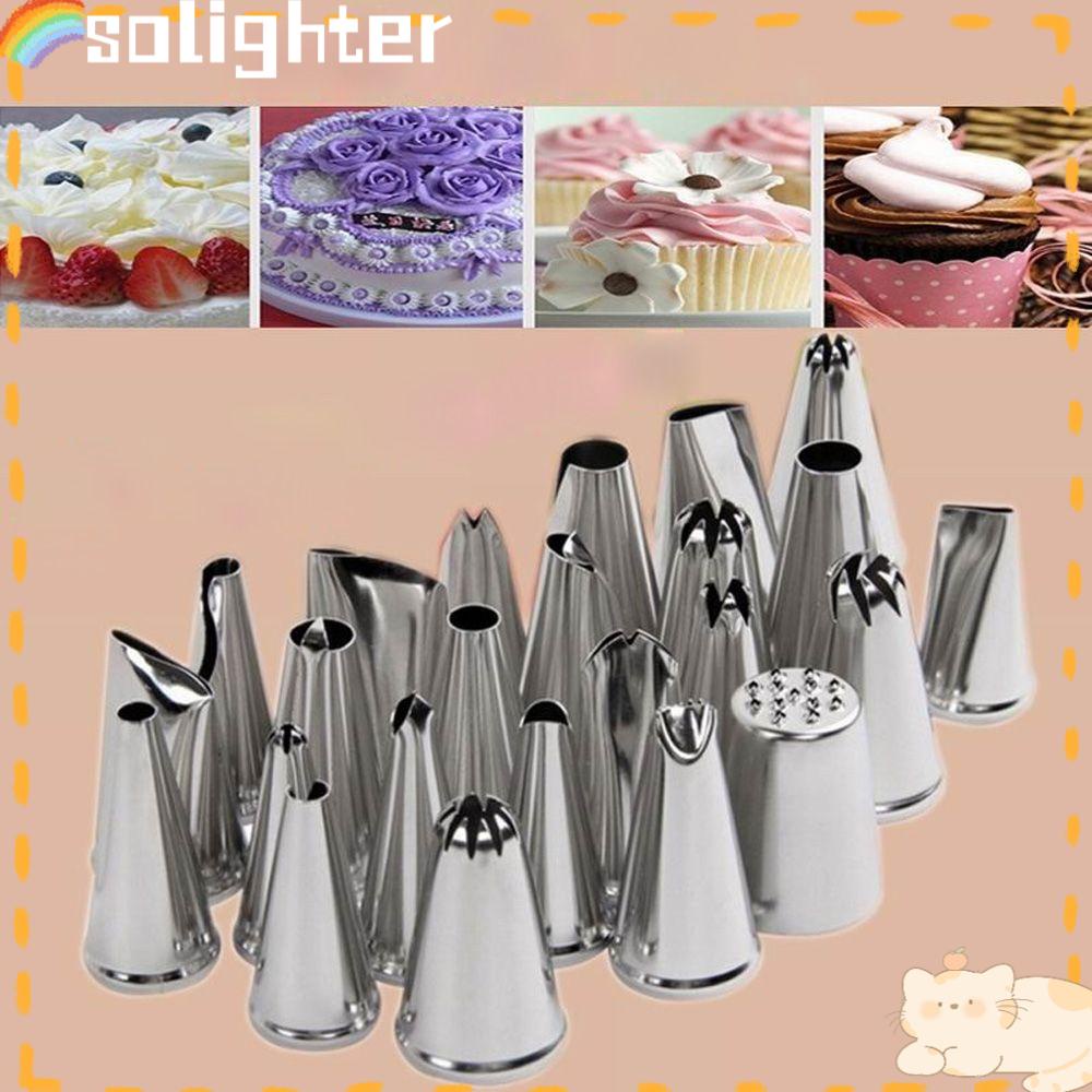 Solighter 10pcs / set Spuit Piping Icing Bentuk Bunga Untuk Dekorasi Kue