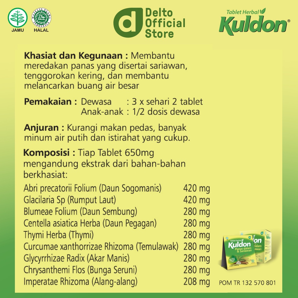 Kuldon Box (10 Strip isi 4 Tab) - Mengatasi Panas Dalam &amp; Sariawan