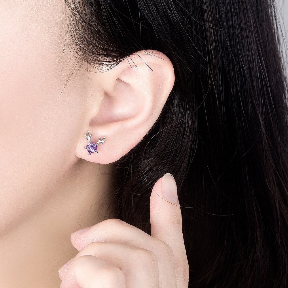 Anting Tusuk Gantung Desain Bintang + Tanduk Rusa Gaya Korea / Simple / Trendy Untuk Wanita