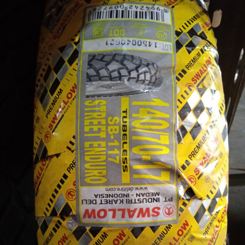 Ban Luar Merk Swallow, 140/70-17 SB 117 Street Enduro, Tubeless