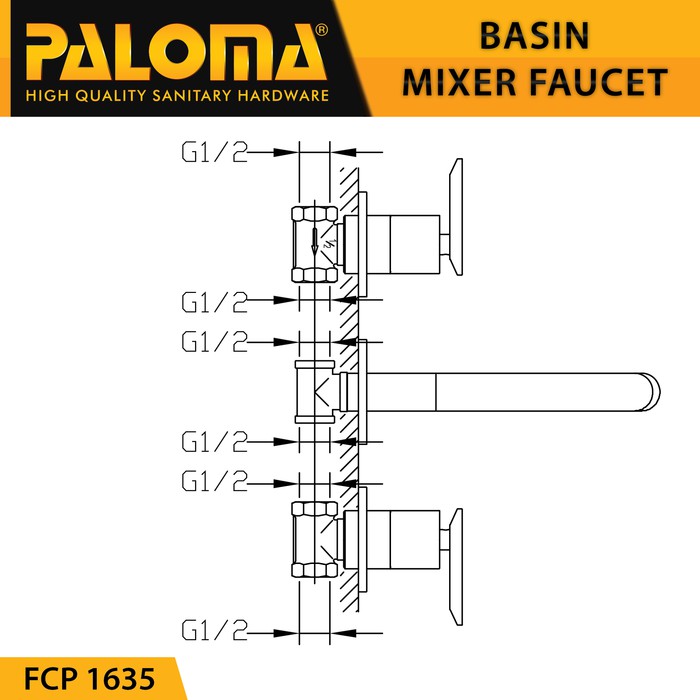 PALOMA FCP 1635 Keran Mixer Wastafel Cuci Tangan Panas Dingin Kran Air