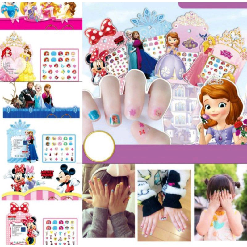 Stiker Kuku Anak Nail Art Nail Sticker KARTUN KARAKTER Frozen Elsa Princess