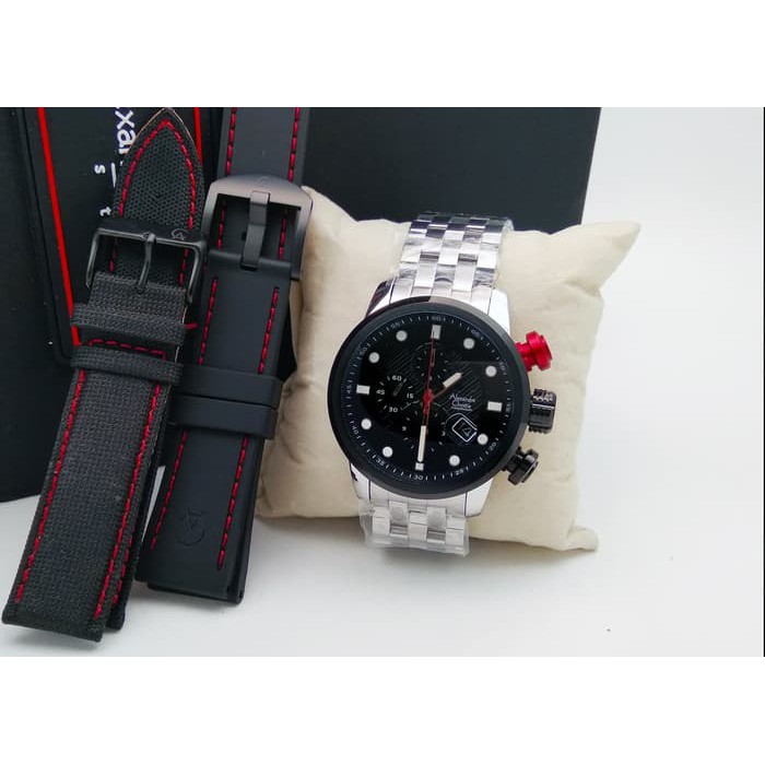 Jam Tangan Alexandre Christie AC 6163 Silver Plat Black for Men Original