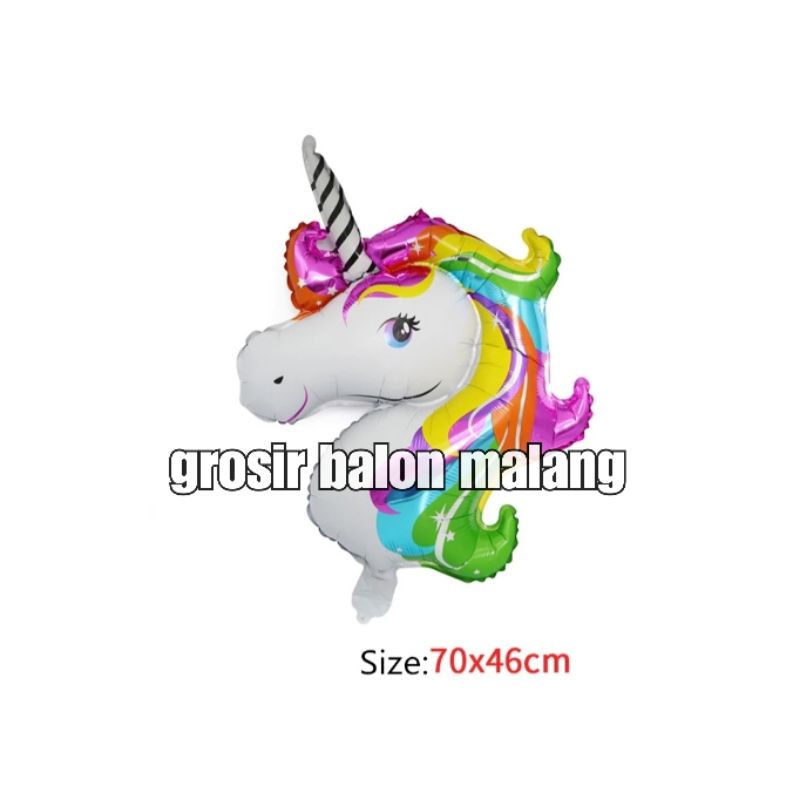 balon foil kepala kuda unicorn rainbow TANGGUNG