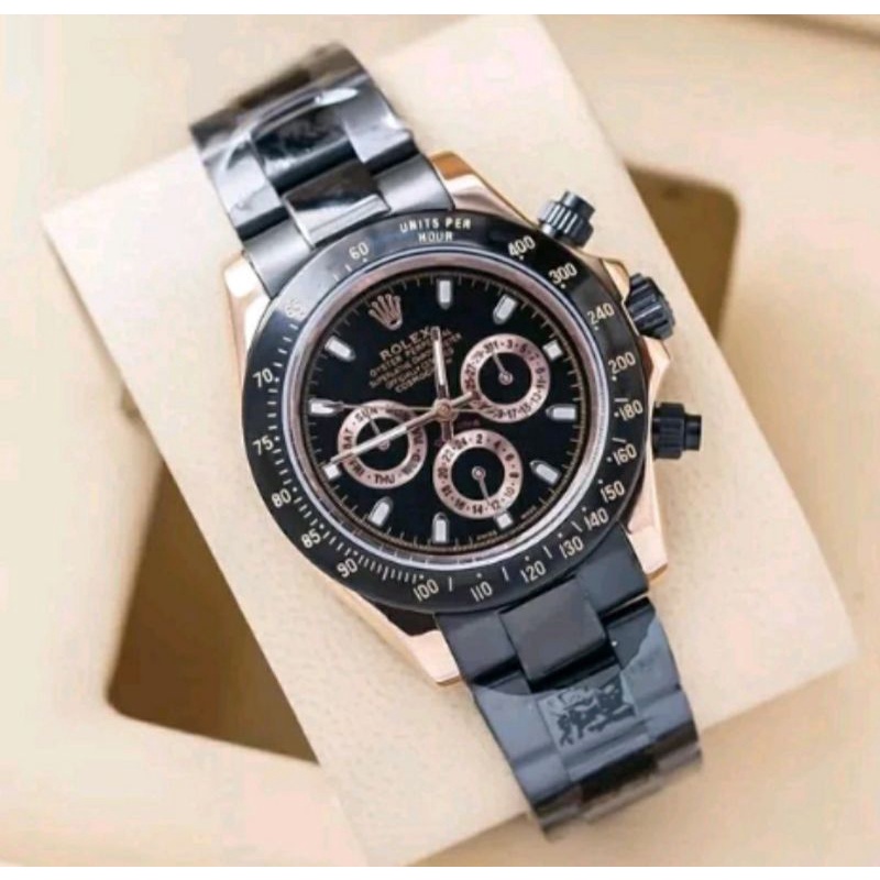 Jam Tangan Pria Rolex Daytona Autometic Super Graden- Rolex Daytona Hitam Rosse Gold - Rolex Daytona
