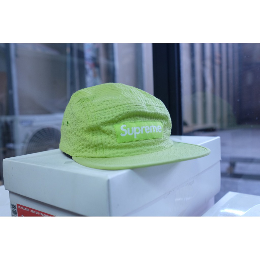 Supreme 5-panel Tonal Seersucker Camp Cap lime green