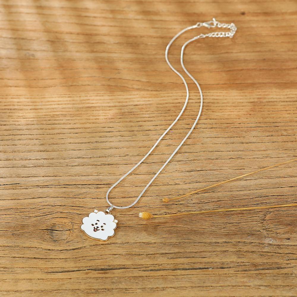 Timekey Kalung Rantai Metal Panjang Wanita Liontin Kartun KPOP BT21 BTS TATA COOKY CHIMMY M2U5