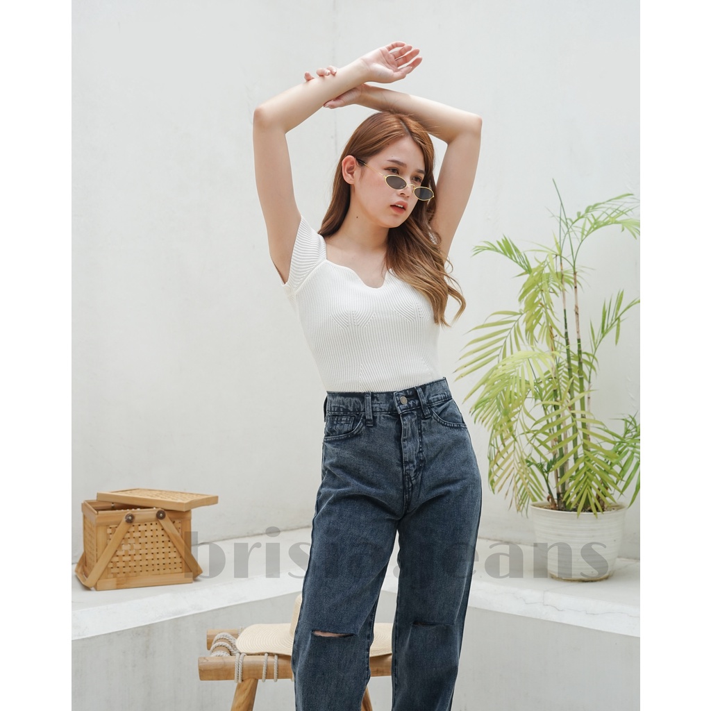 BRISIA JEANS - HYORIN Boyfriend Jeans (Slice Cut) Highwaist - 2 Colours Size 27-34