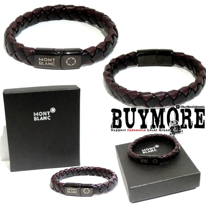 Produk Terbaik - Gelang Kulit Pria Gelang Montblanc Bracelet Black Leather