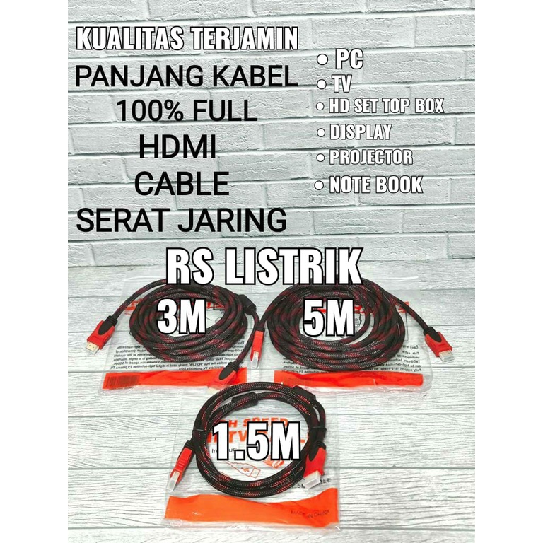 INTERLUC KABEL HDMI 1.5M 1,5 METER FULL KUALITAS BAGUS TERJAMIN