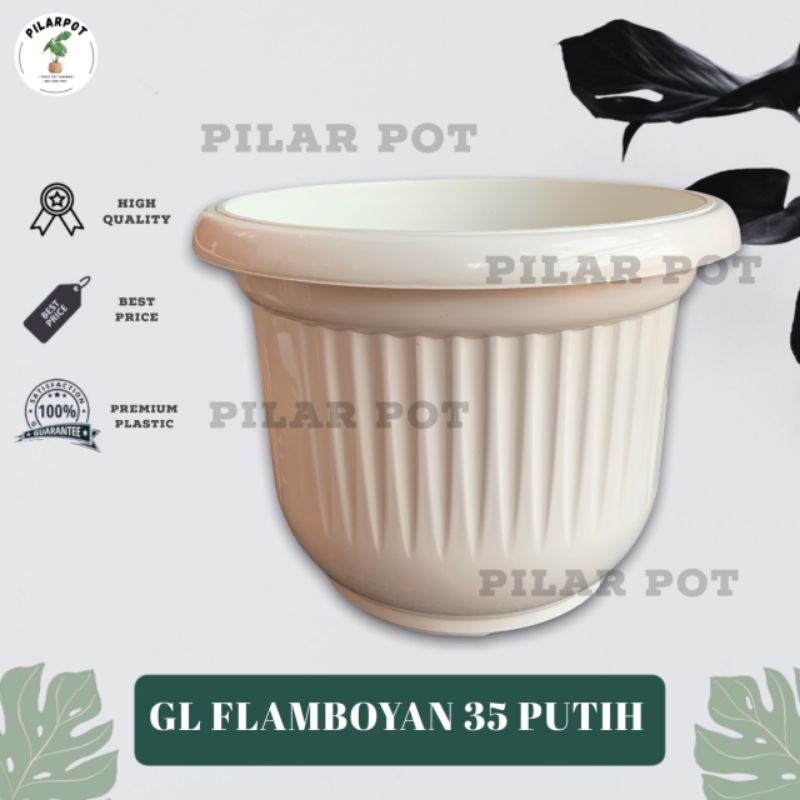 pot bunga tanaman plastik GL Flamboyan 35 kuping - FLAMBOYAN 35 PUTIH