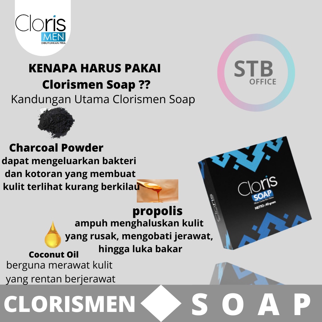 Clorismen Sabun Cloris Men Soap Perawatan Pembersih Wajah Pria Penghilang Bekas Jerawat Beruntusan Muka Cowok