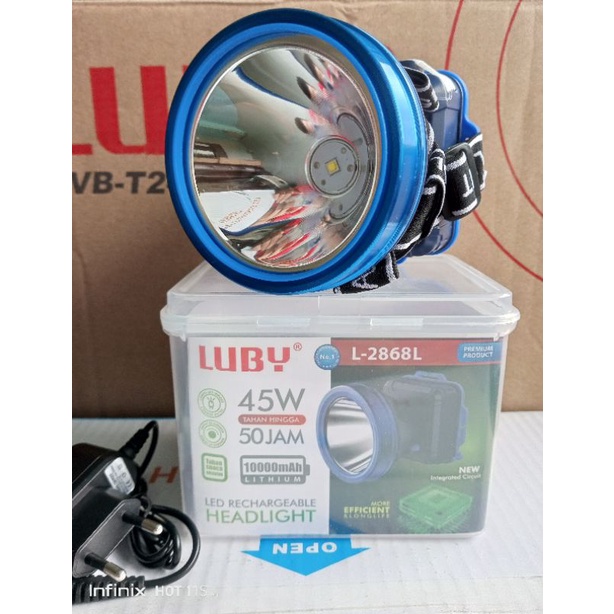 Luby Senter Kepala Headlamp 65 Watt 8000mAh L-1515 &amp;20 Watt