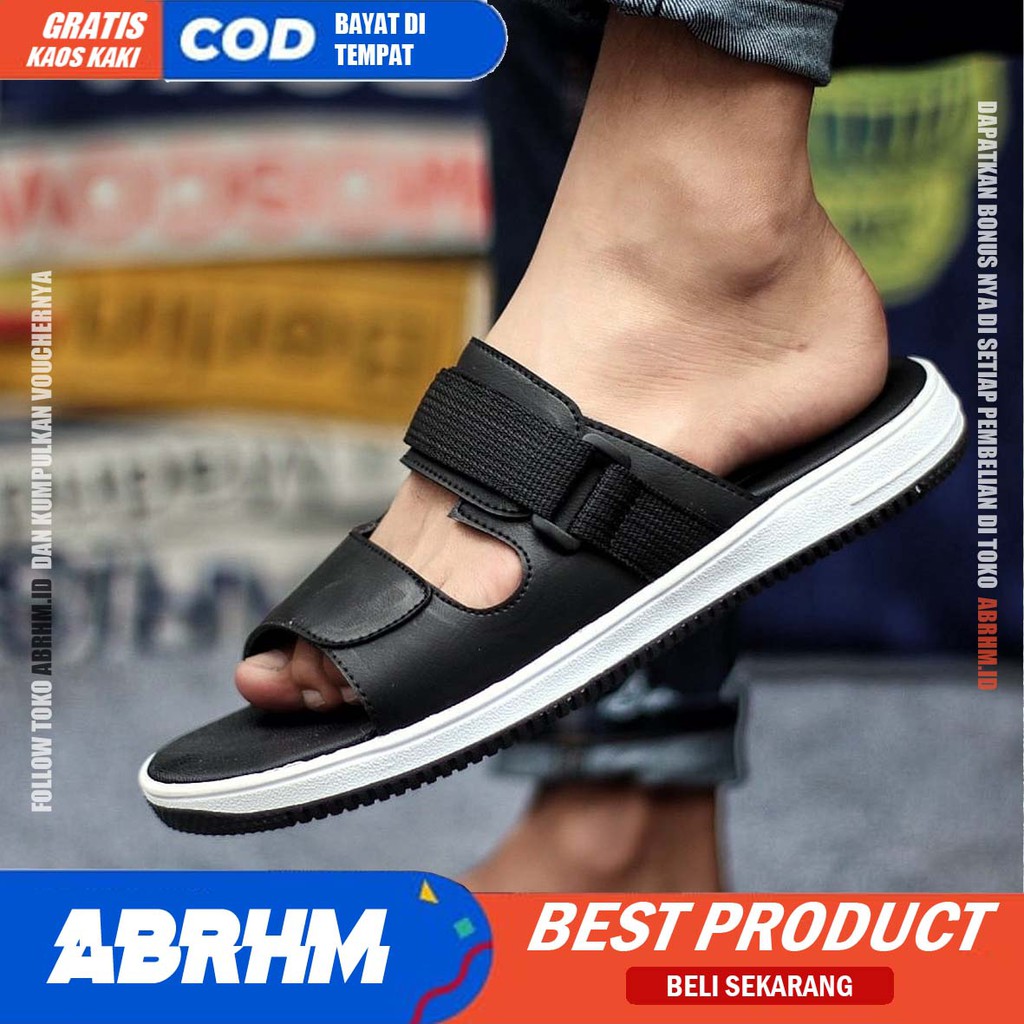 ABRHM x DON Sandal Slide Pria Sandal Slop Pria Kulit Pu Sendal Selop Cowok / Cowo Ori Keren Kekinian