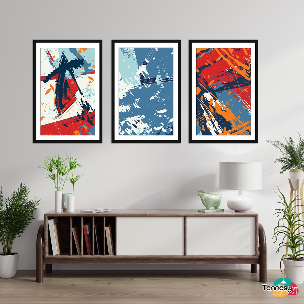 TENNESY HIASAN DINDING 20x30CM ABSTRAK WARNA SENI WALL DECOR PAJANGAN KAYU POSTER DEKORASI DINDING KAMAR TIDUR RUMAH