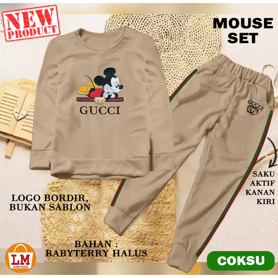 TERMURAH TERLARIS Pakaian Setelan Baju Celana Olahraga Wanita MOUSE Babyterry Adem Full Bordir LMS 21456 21460