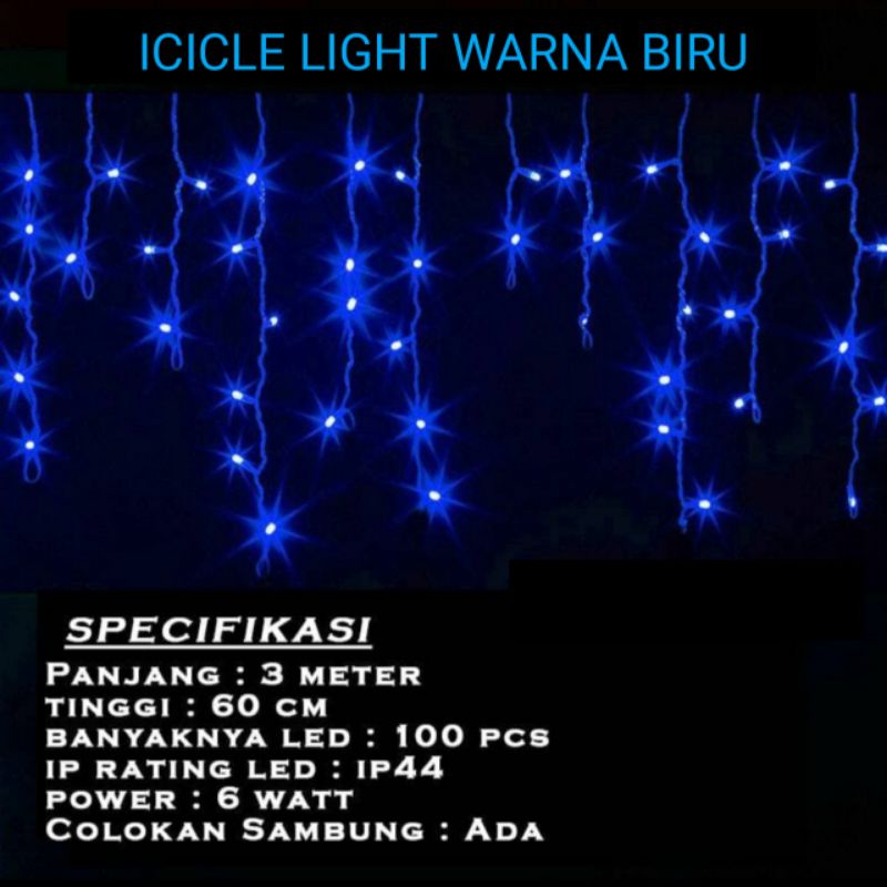 Lampu Tirai LED Icicle Light / Lampu Dekorasi Tumbler Tirai 3.5 x 0.5 Meter