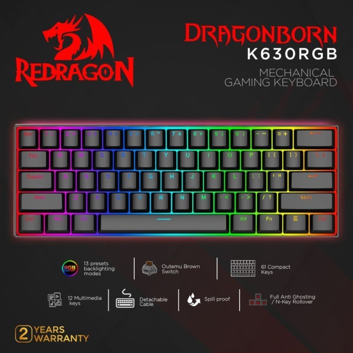 Keyboard Redragon Mechanical Gaming Keyboard RGB DRAGONBORN - K630RGB