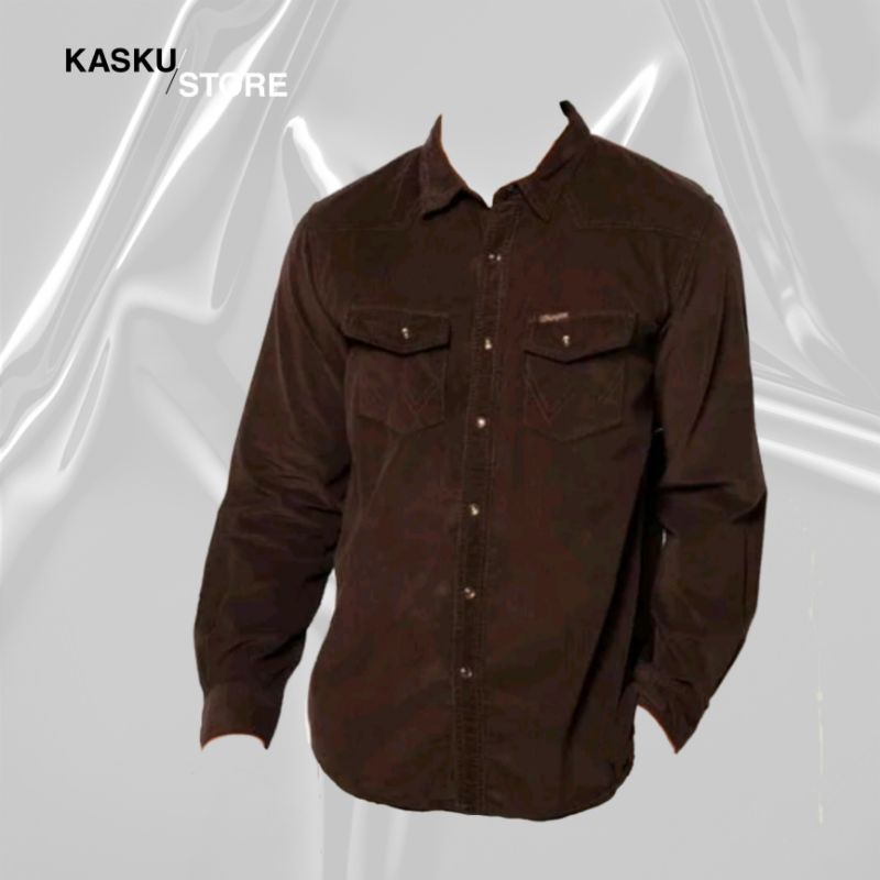 KEMEJA CORDUROY WRANGLER ORIGINAL SLIMFIT DK BROWN KEMEJA WANGLER ORIGINAL CORDUROY PRIA ORI