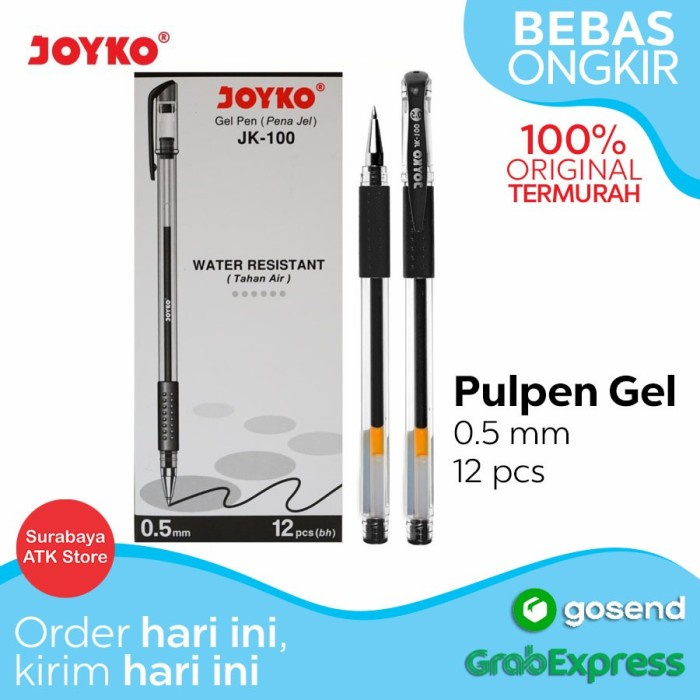 

PROMO Bulpen Joyko JK-100 Black 0.5 mm 12 Pcs Gel Pen Pulpen Pena Bolpoin - Biru