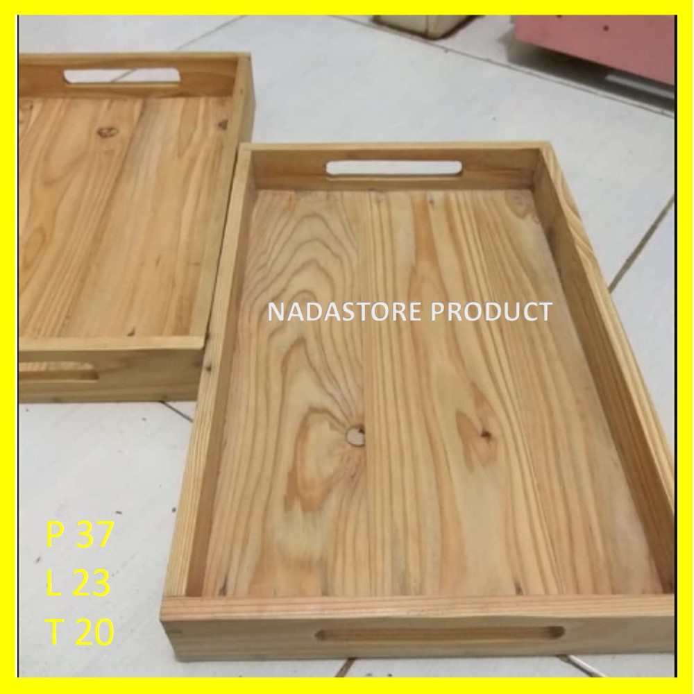 Nampan Kayu / Baki Kayu / Tray Kayu Pinus 30 x 22 x 4 Termurah W004