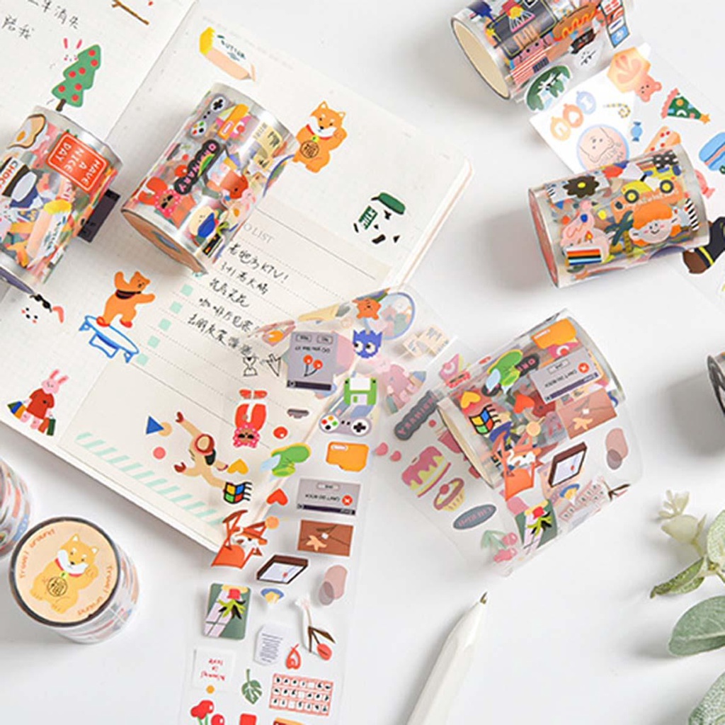 Lanfy Tape Perekat Kawaii Gadis Kantor Sekolah Global Travel Stationery Diary Stiker