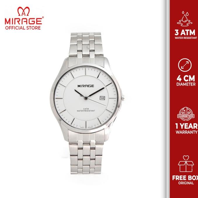 Harga Gudang Original Mirage Jam Tangan Pria Elegant Tipis Silver 8544M Pp