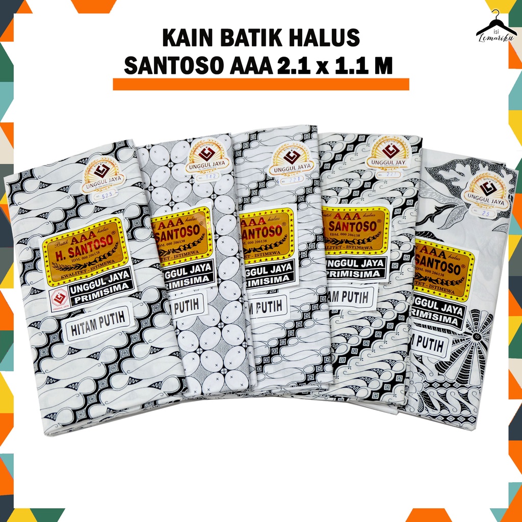 Kain Panjang Batik Halus H. Santoso Spesial Dasar Putih/Gading 2.1 x 1.1M