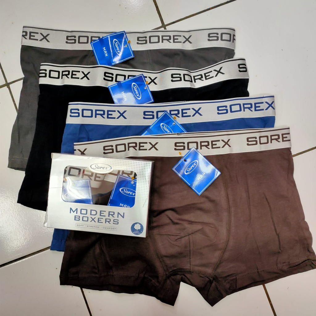 Boxer Pria Sorex M3902 Berbahan Katun Lembut dan Lentur dengan Karet Pinggang Tidak Berulir