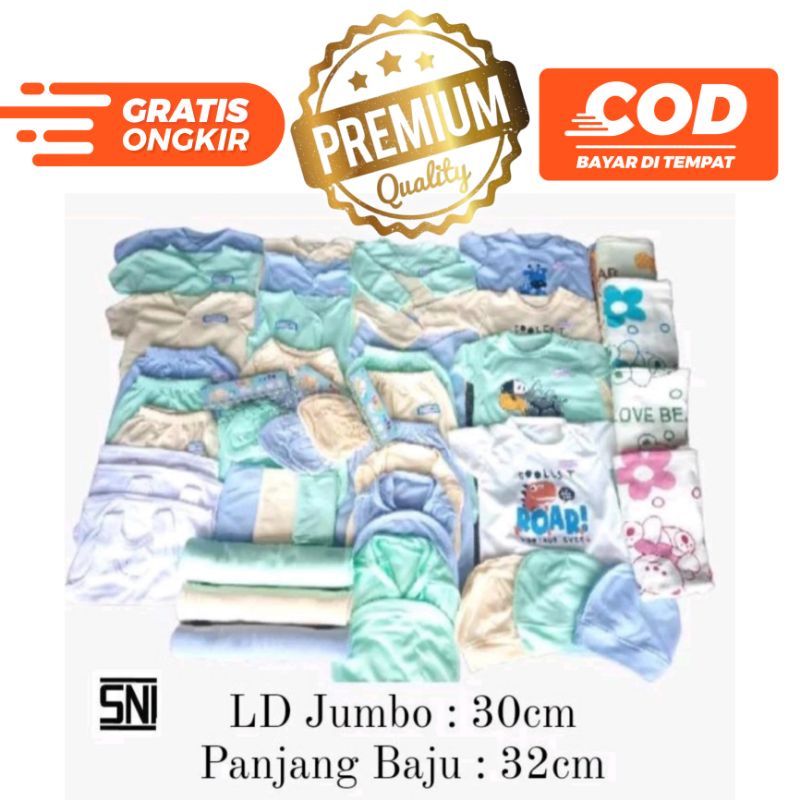 Paket Henat Platinum Perlengkapan Baju Bayi Celana Kado gurita topi bedong jumper sarung tangan handuk 43pcs SNI promo 8.8