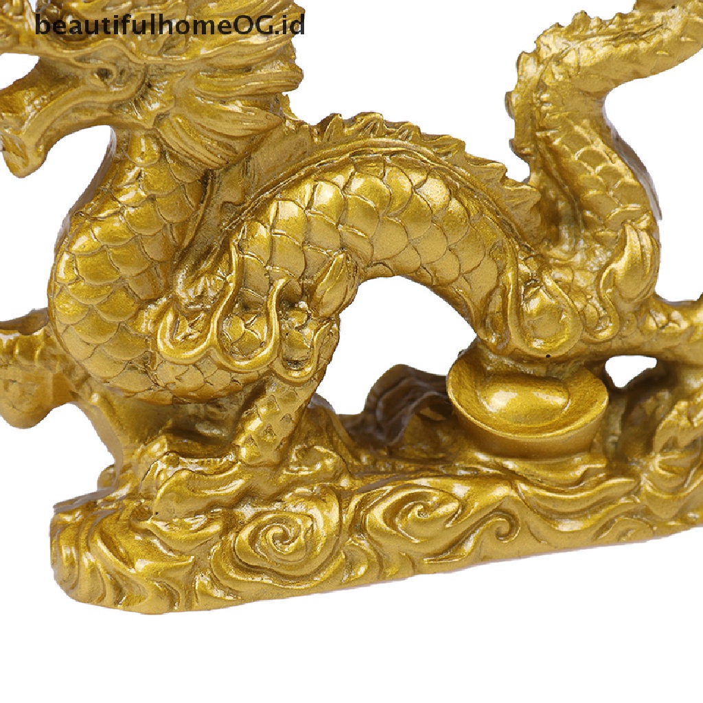 Ornamen Patung Naga Zodiak China Warna Emas Untuk Perabotan Rumah