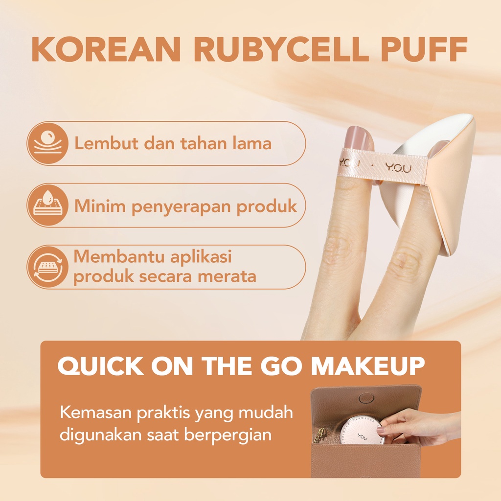 YOU Noutriwear+ Flawless Cushion Foundation SPF 40 PA+++ | Poreless Full Coverage | Waterproof | Tahan Lama 16 Jam | BPOM